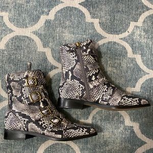 NWB J.Crew Multi-Buckle Boots Snake Leather